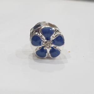 1x Blue Flower Bead Charms Spacer Fit Eupropean Chain Bracelet